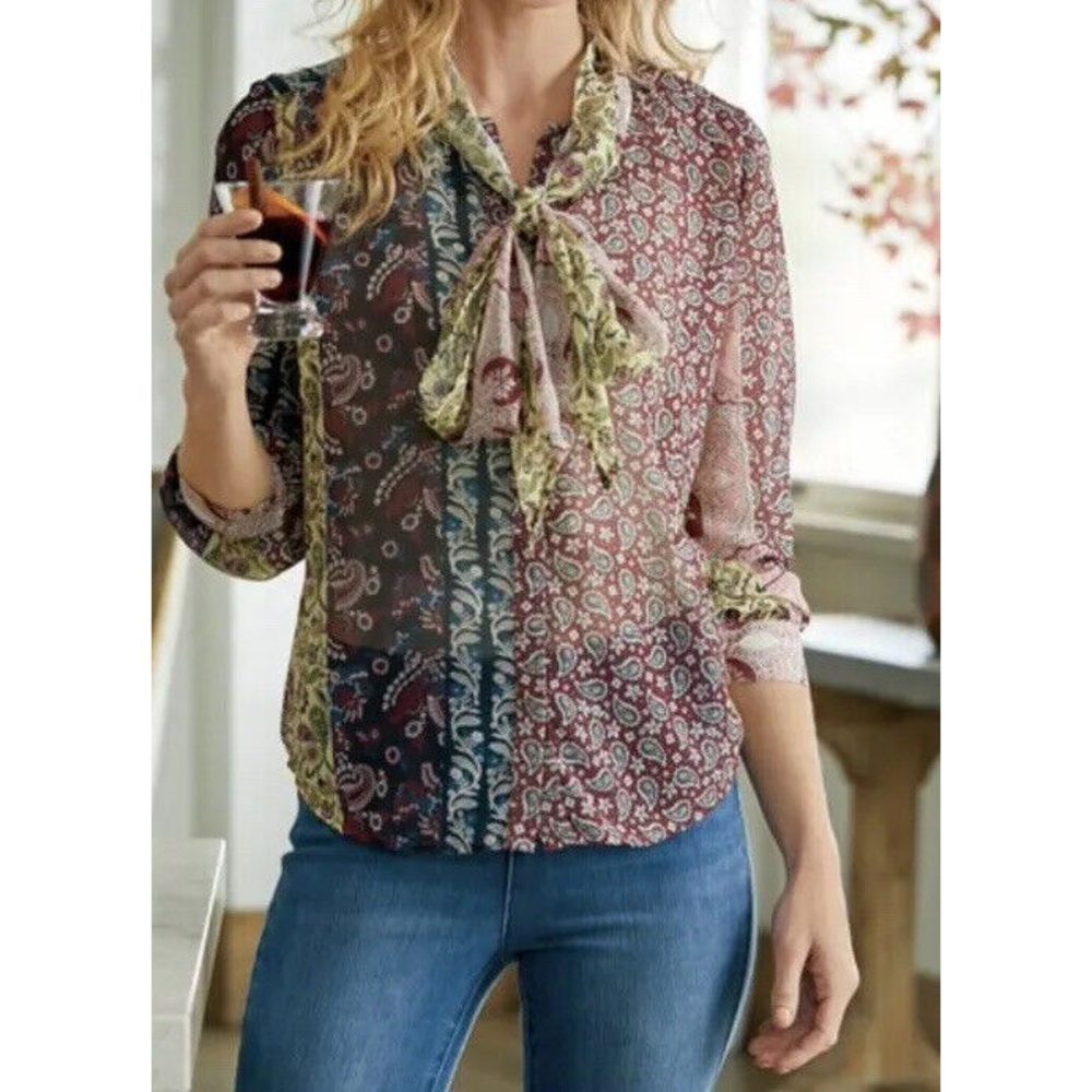 Soft Surroundings Multi Paisley-Patchwork-Print L… - image 1